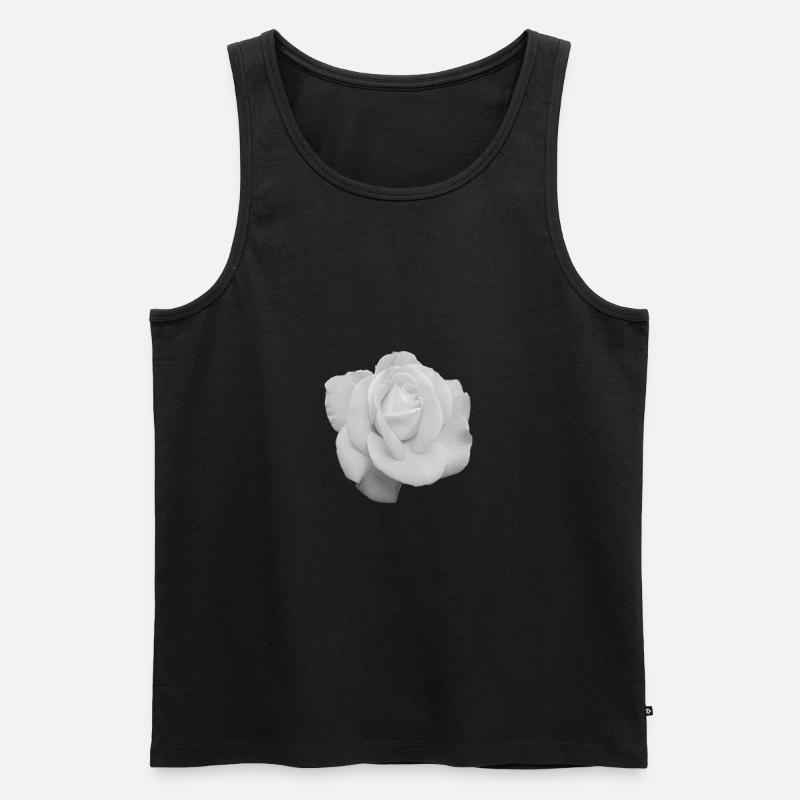 Weiße Rose - Männer Premium Bio Tank Top - Schwarz