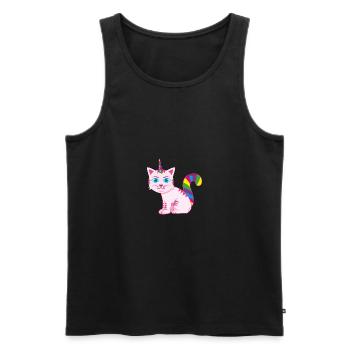 Caticorn Bunter Schwanz - Männer Premium Bio Tank Top - Schwarz - Vorne - AI Model Male 178 light (178cm)