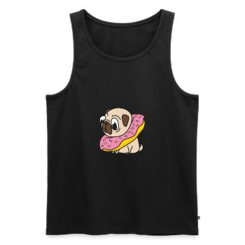 Mops Donut Hund Tiere Haustiere - Männer Premium Bio Tank Top - Schwarz - Vorne - AI Model Male 178 light (178cm)