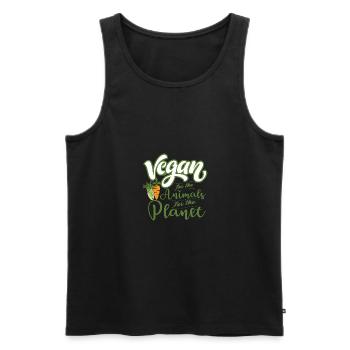 Idée de cadeau de végétarien végétarien - Débardeur bio Premium Homme - noir - Devant - Michal (187cm)