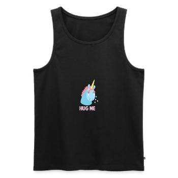 Unicorn Cries Sad Gift Embrace - Men's Premium Organic Tank Top - black - Front - AI Model Male 178 light (178cm)