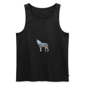 Wolf Winter Mountains Snow Nature Gift Idea Cool - Men's Premium Organic Tank Top - black - Front - Michal (187cm)