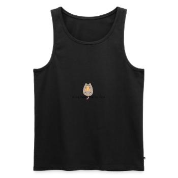 Cat eats pizza cute funny gift - Men's Premium Organic Tank Top - black - Front - AI Model Male 178 light (178cm)