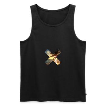 Summer, palm tree, beach - cross - Men's Premium Organic Tank Top - black - Front - Michal (187cm)
