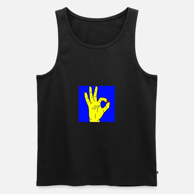 okay blue - Männer Premium Bio Tank Top - Schwarz