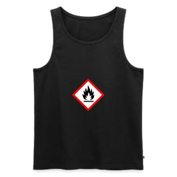 Attention inflammable - Débardeur bio Premium Homme - noir - Devant - AI Model Male 178 light (178cm)