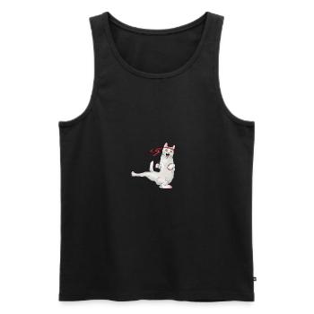Cat at karate - Men's Premium Organic Tank Top - black - Front - AI Model Male 178 light (178cm)