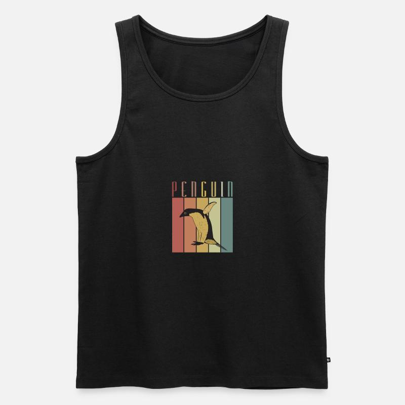 Pinguin Oldshool Geschenk Idee - Männer Premium Bio Tank Top - Schwarz