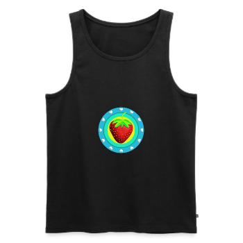 Erdbeere und Herzen - Männer Premium Bio Tank Top - Schwarz - Vorne - AI Model Male 178 light (178cm)