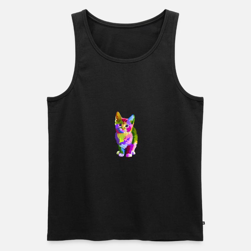 Bunte Katze - Männer Premium Bio Tank Top - Schwarz