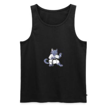 Katze Miau Miez Karate - Männer Premium Bio Tank Top - Schwarz - Vorne - Michal (187cm)