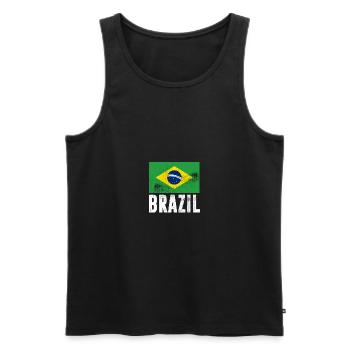 Drapeau du Brésil Drapeau du Brésil Vintage - Débardeur bio Premium Homme - noir - Devant - AI Model Male 178 light (178cm)