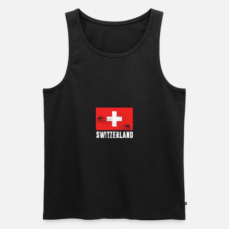 Schweiz Flagge schweizer Flagge vintage retro - Männer Premium Bio Tank Top - Schwarz