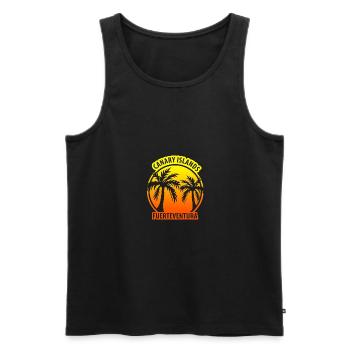 Canary Islands Fuerteventura Palmen - Männer Premium Bio Tank Top - Schwarz - Vorne - AI Model Male 178 light (178cm)