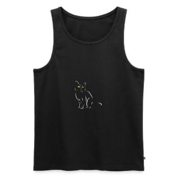 Weiße Katzen mit gelben Augen T Shirt gestrichelt - Männer Premium Bio Tank Top - Schwarz - Vorne - Michal (187cm)