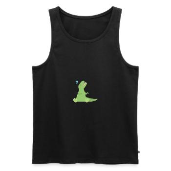 T Rex Fragezeichen - Männer Premium Bio Tank Top - Schwarz - Vorne - AI Model Male 178 light (178cm)