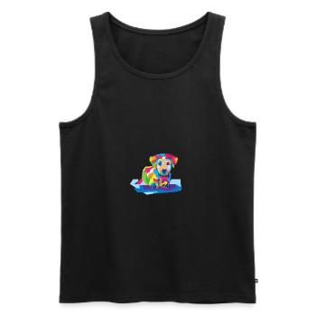 Colorful dog - Men's Premium Organic Tank Top - black - Front - AI Model Male 178 light (178cm)
