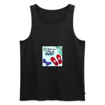 GOOD THINGS COME with fitness - Men's Premium Organic Tank Top - black - Front - AI Model Male 178 light (178cm)