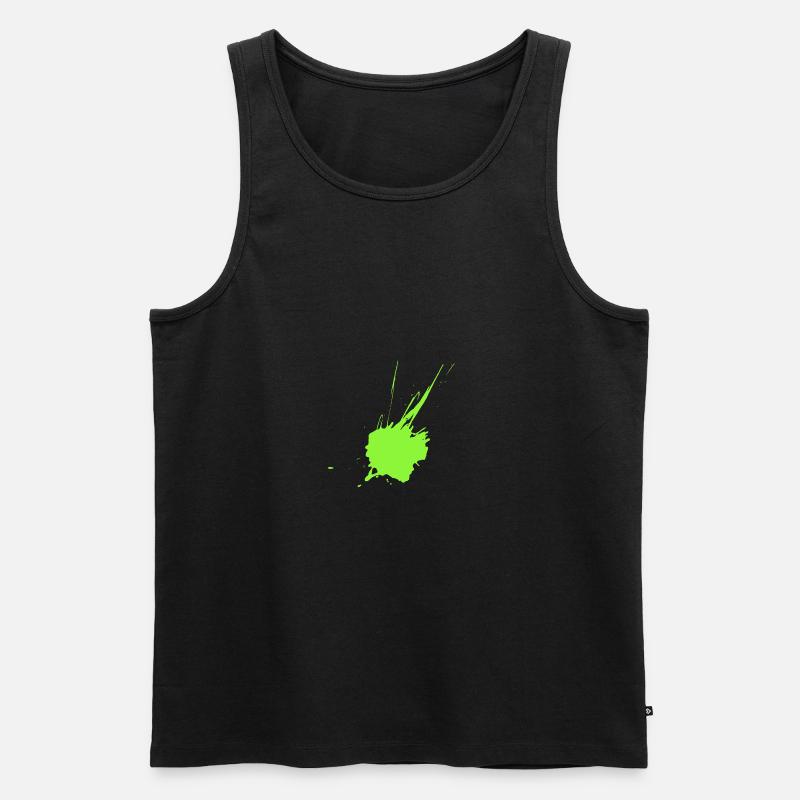 Farbklecks Neongrün - Männer Premium Bio Tank Top - Schwarz