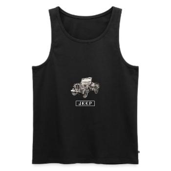 Willys Jeep Zeichnung mit Schriftzug - weiß - Männer Premium Bio Tank Top - Schwarz - Vorne - AI Model Male 178 light (178cm)