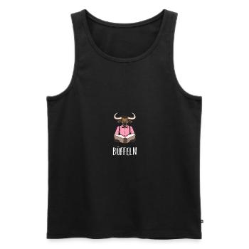 Buffalo At Learning Funny Gift Idea - Men's Premium Organic Tank Top - black - Front - AI Model Male 178 light (178cm)
