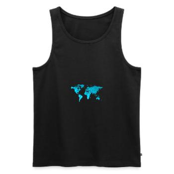Weltkarte Geometrisch - Männer Premium Bio Tank Top - Schwarz - Vorne - Michal (187cm)