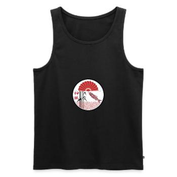 Japan Emblem mit Fächer, Fischdrachen, Schilf - Männer Premium Bio Tank Top - Schwarz - Vorne - AI Model Male 178 light (178cm)