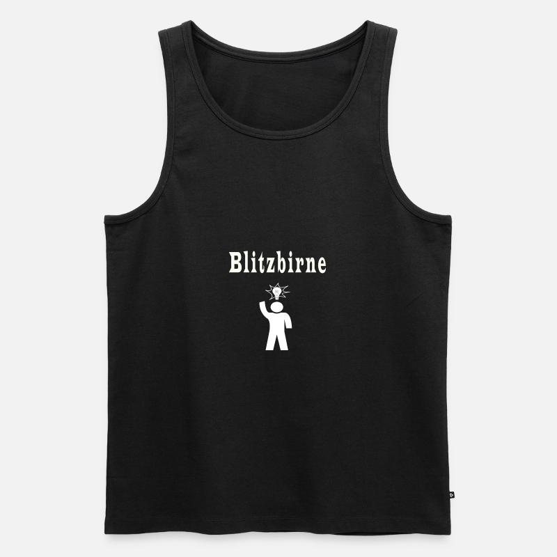 Blitzbirne - Männer Premium Bio Tank Top - Schwarz