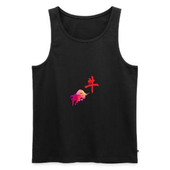 Chinese zodiac sign buffalo Low Poly Art - Men's Premium Organic Tank Top - black - Front - AI Model Male 178 light (178cm)