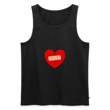 Zerbrochenes Herz Pflaster Liebe Geschenk Trauer - Männer Premium Bio Tank Top - Schwarz - Vorne - Michal (187cm)