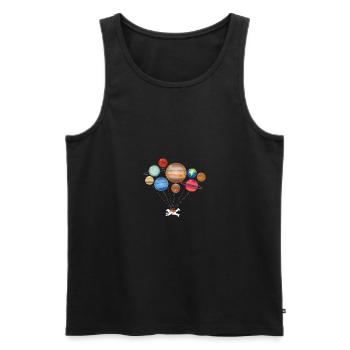 Astronaute dans l'univers avec des planètes. - Débardeur bio Premium Homme - noir - Devant - AI Model Male 178 light (178cm)