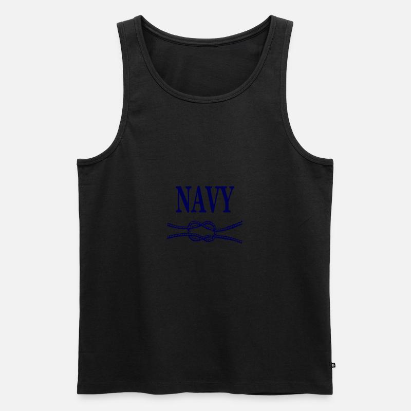 NAVY BLUE SCRIPT - Men's Premium Organic Tank Top - black