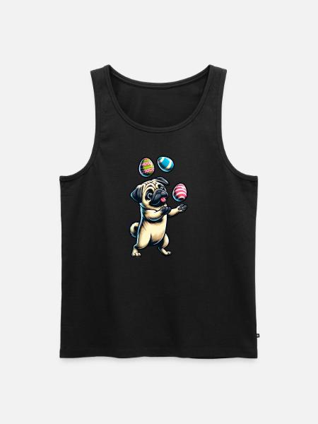 Easter Pug Juggling Eggs, Artist Dog - Men's Premium Organic Tank Top - black