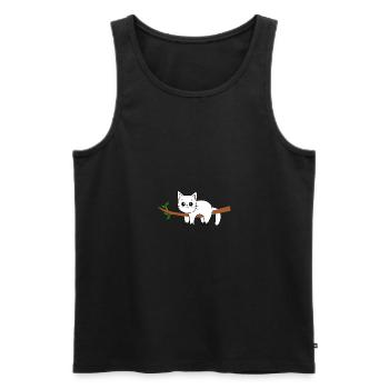 weiße Kawaii Katze Katze weiß Katzen Geschenk - Männer Premium Bio Tank Top - Schwarz - Vorne - Michal (187cm)
