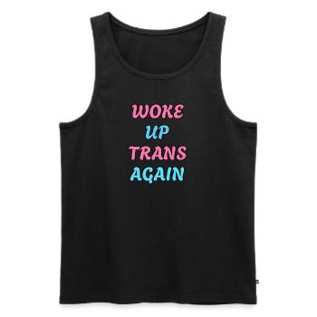 Woke up trans again - trans pride - Men's Premium Organic Tank Top - black - Front - AI Model Male 178 light (178cm)