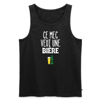 Ce mec veut une bière - Débardeur bio Premium Homme - noir - Devant - Michal (187cm)