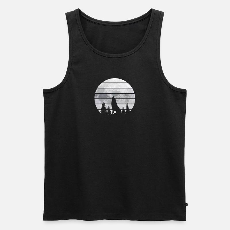 Loup hurlant devant la lune - Débardeur bio Premium Homme - undefined