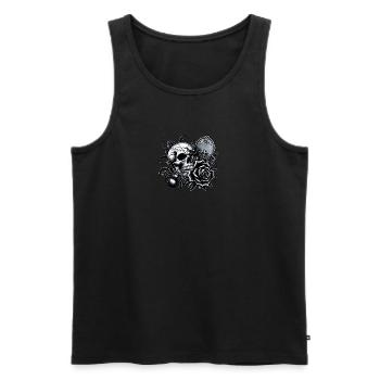 Dark Symphony: Skulls, Spiders and Crosses - Men's Premium Organic Tank Top - black - Front - AI Model Male 178 light (178cm)
