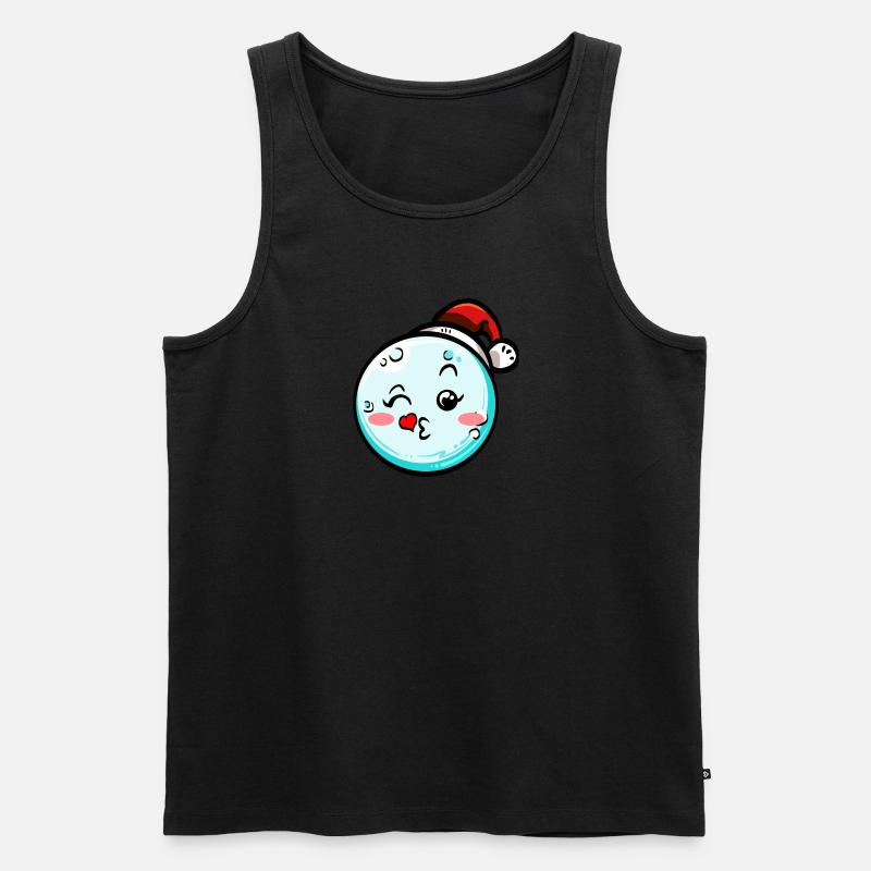 Schneeball mit Weihnachtsmütze #7/9 - Männer Premium Bio Tank Top - Schwarz