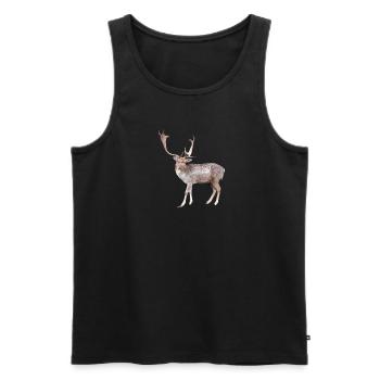 Hirsch - Männer Premium Bio Tank Top - Schwarz - Vorne - Michal (187cm)