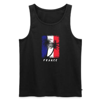 Drapeau de la France Look en détresse Drapeau français - Débardeur bio Premium Homme - noir - Devant - AI Model Male 178 light (178cm)