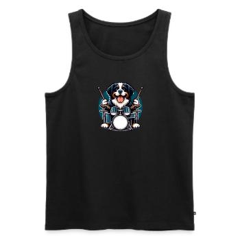 Cool Bernese Mountain Dog Drummer Drummer - Men's Premium Organic Tank Top - black - Front - Michal (187cm)