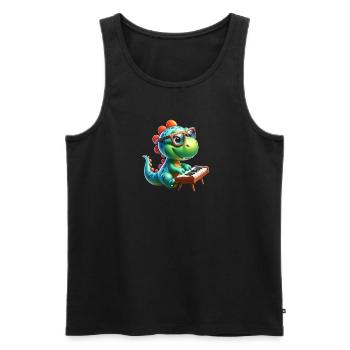 Conception de mélomane de pianiste de dinosaure - Débardeur bio Premium Homme - noir - Devant - AI Model Male 178 light (178cm)