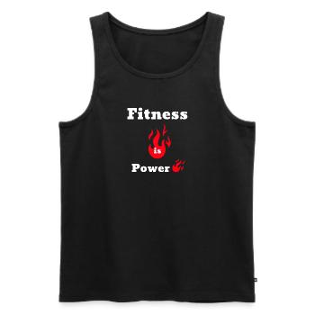 Le fitness, c’est le pouvoir - Sportswear Athletes (Bright) - Débardeur bio Premium Homme - noir - Devant - AI Model Male 178 light (178cm)