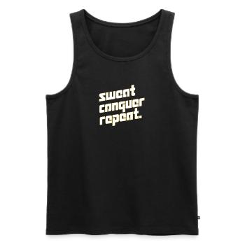 Mantra de motivation - Débardeur bio Premium Homme - noir - Devant - Michal (187cm)
