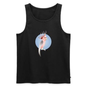 Pink cockatoo bird with delicate blue background - Men's Premium Organic Tank Top - black - Front - AI Model Male 178 light (178cm)