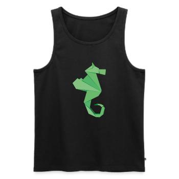 abstrakte Seepferdchen Abzeichen im Origami-Style - Männer Premium Bio Tank Top - Schwarz - Vorne - Michal (187cm)