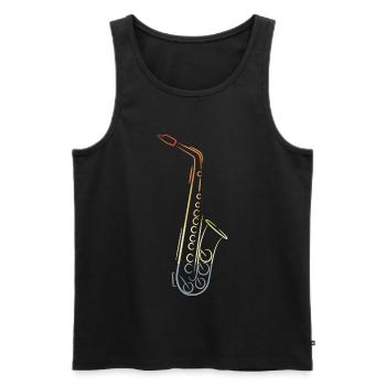 Vintage Saxophone Drawing - Men's Premium Organic Tank Top - black - Front - AI Model Male 178 light (178cm)