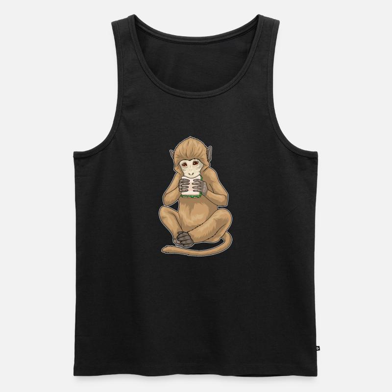 Affe Sandwich - Männer Premium Bio Tank Top - Schwarz