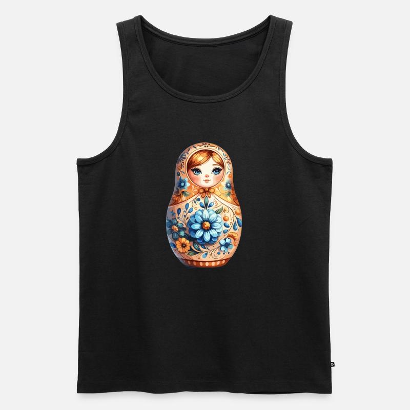 Matrjoschka edel Geschenk - Männer Premium Bio Tank Top - Schwarz